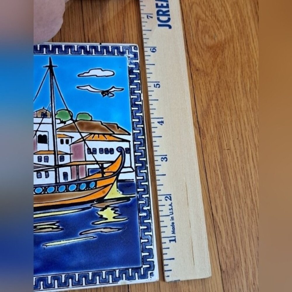 Vintage Philkeram Richards C Safarikas Hand Made Greece Ceramic Tile Decor - Picture 11 of 11